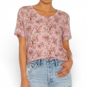 LoveShackFancy Calix Tee Berry Cobbler Pink Floral Short Sleeve Top NWT Size S